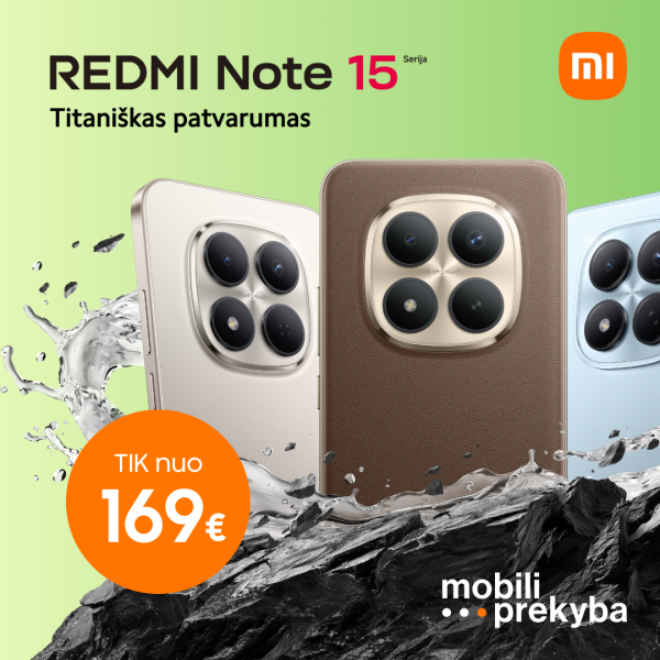 Xiaomi Redmi Note 15 serija nuo 169 Eur